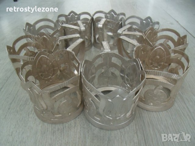 № 7069 девет броя стари руски метални / алуминиеви подстакани   - соц.период / СССР /, снимка 5 - Други ценни предмети - 41511569