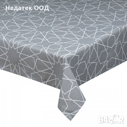 Покривка за маса Шаги, 140х140см, бял/сив