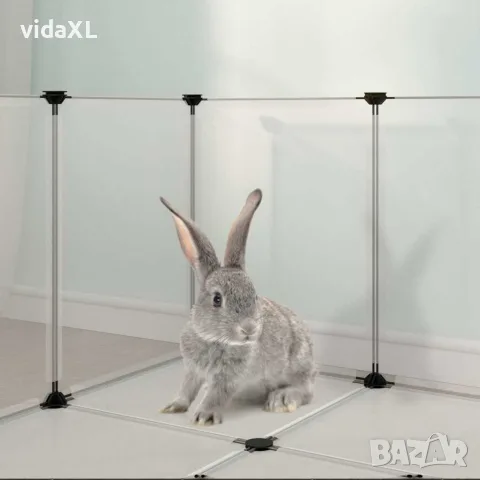 vidaXL Клетка за малки животни прозрачна 144x74x46,5 см PP и стомана, снимка 8 - За гризачи - 56147154