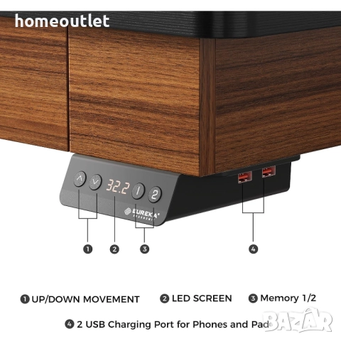 ПРОМОЦИЯ Офис бюро с класически дизайн и регулируема височина ERK-ED-I55-WN, снимка 6 - Бюра - 52825312