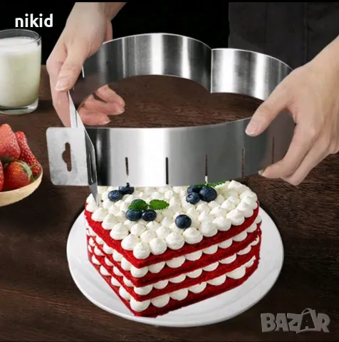 сърце регулируем разтегателен метален ринг за торта за срязване на равен блат метален