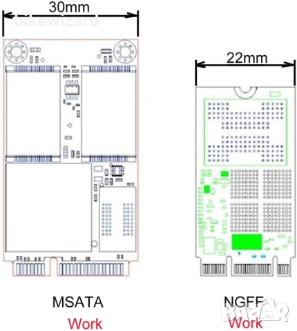 USB 3.0 към SATA 22pin 2.5 твърд диск към 2 в 1 Combo Mini PCI-E 2 Lane M.2 NGFF & mSATA SSD адаптер, снимка 2 - Кабели и адаптери - 53663822