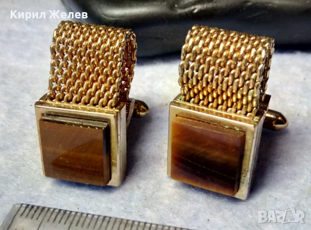 ЛУКСОЗНИ СКЪПОЦЕННИ ПОЗЛАТЕНИ БУТОНЕЛИ КОПЧЕТА За РЪКАВЕЛИ с ШЛИФОВАНО ТИГРОВО ОКО 48620, снимка 9 - Други - 51280111