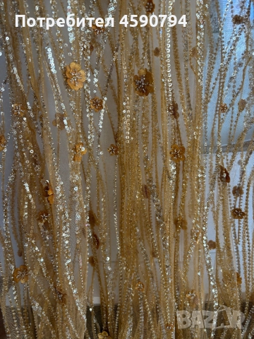 Златна официална рокля, ръчна изработка, S, снимка 6 - Рокли - 51667763