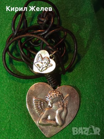 ПОСРЕБРЕН БЕЛ ЕПОК ВИНТИДЖ СЪРЦЕВИДЕН АРТ МЕДАЛЬОН с АМУРЧЕ 34635 , снимка 7 - Колиета, медальони, синджири - 39196985