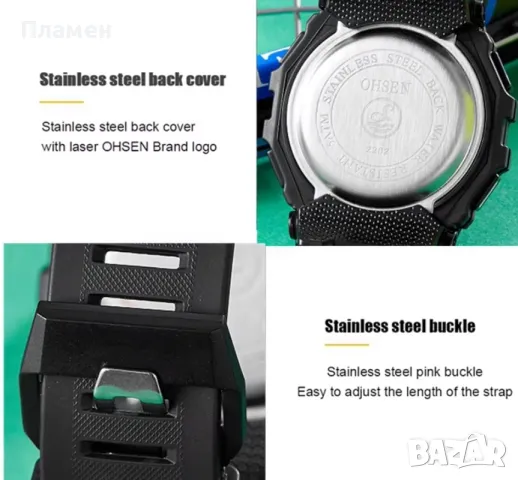 OHSEN Мъжки ръчен спортен цифров часовник водоустойчив дата, месец , снимка 13 - Мъжки - 48258442