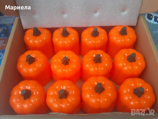 12 Pack Halloween Pumpkin Tea Lights, Battery Operated LED Tealights, снимка 2 - Декорация за дома - 41403254