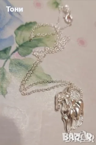 Сребърно Дамско Колие с Кон Ново , снимка 2 - Колиета, медальони, синджири - 52436890