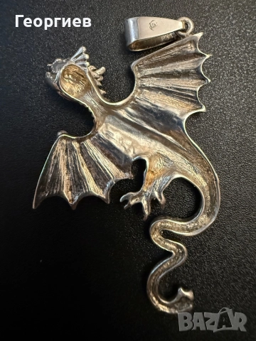 Сребърна висулка Дракон, снимка 2 - Колиета, медальони, синджири - 52871994