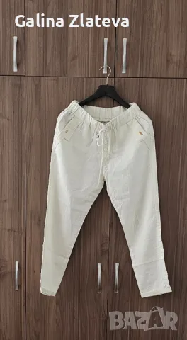 Бял ленен спортно елегантен панталон
