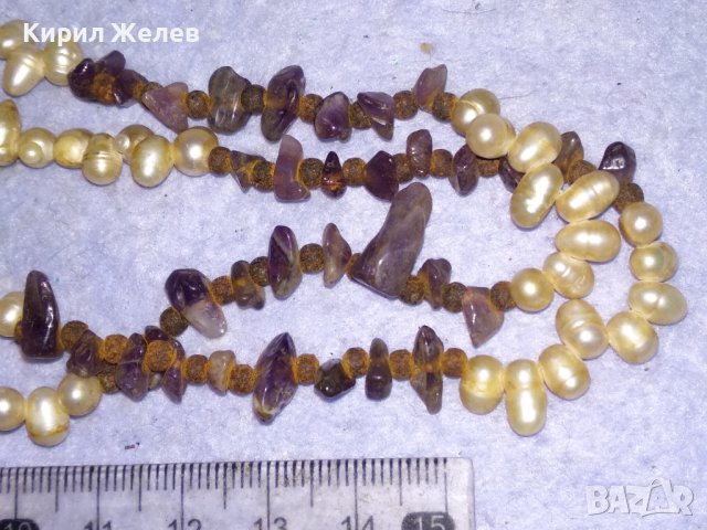 СТАРО СКЪПОЦЕННО КОЛИЕ ЕСТЕСТВЕНИ РЕЧНИ ПЕРЛИ АМЕТИСТ и ПАТИНИРАН МЕТАЛ 38887, снимка 14 - Антикварни и старинни предмети - 41865435