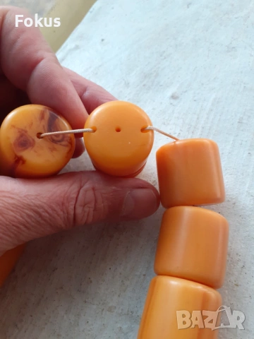 Огромна броеница от каталин 33 зърна + поп жълта с дамари, снимка 4 - Антикварни и старинни предмети - 53410042