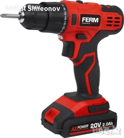 ПРОМО Ferm Акумулаторна бормашина 20v , 2 Ah Винтоверт Включва батерия, зарядно, 60 лв, снимка 2 - Винтоверти - 52876466