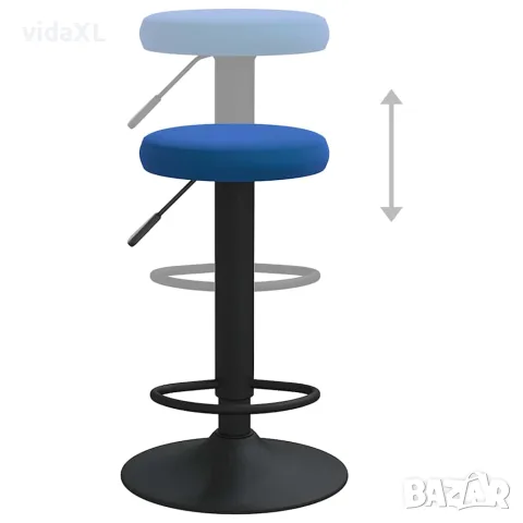 vidaXL Бар табуретки, 2 бр, сини, кадифе, снимка 6 - Столове - 56147003
