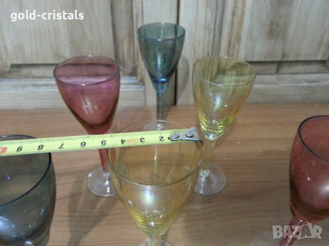 Стъклени чаши чашки цветно стъкло, снимка 2 - Антикварни и старинни предмети - 36212567