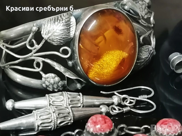 Авторски сребърни бижута с естествени камъни, снимка 4 - Бижутерийни комплекти - 53724335
