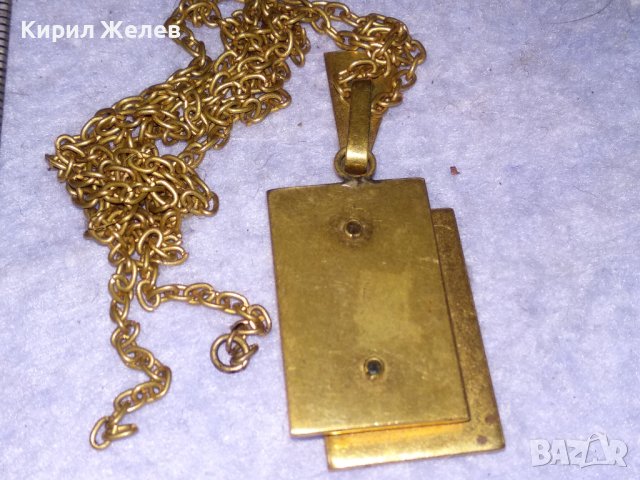 КРАСИВ Стар ПОЗЛАТЕН БРОНЗОВ РЕТРО АР ДЕКО МЕДАЛЬОН с ФИНА БРОНЗОВА с ПОЗЛАТА ЗДРАВА ВЕРИЖКА 38453, снимка 3 - Антикварни и старинни предмети - 41389449