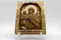 Релефна православна икона на Дева Мария Троеручица – позлатена, снимка 4