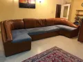 Разтегателен диван естествена кожа, снимка 1