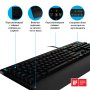 Клавиатура USB Геймърска Logitech G213 Prodigy 920-008093 LED 16.8мил. цвята Мултимедийнa Черна, снимка 8