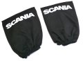 Автомобилни калъфки за наглавници (2бр. К-Т) За Scania Сканиа / Черни Универсален и Еластичен Модел, снимка 1