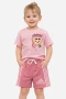 Сладък розов комплект за момиче – тениска с мече и къси панталонки, снимка 1
