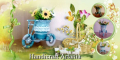 Декоративно колело, цветно  с кошничка  цветя, снимка 1