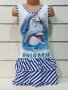 Нова детска моряшка рокля с трансферен печат Делфинчета, два модела, снимка 1 - Детски рокли и поли - 29030096