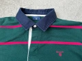 GANT fine knit lambswool striped rugby polo in green L, снимка 4