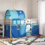 vidaXL Двуетажно легло със завеси синьо 90x200 см масивно борово дърво, снимка 2