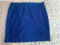Синя лъскава къса пола, снимка 1 - Поли - 36150160