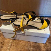 Жълто-черни сандали, 36 номер, снимка 6 - Сандали - 42117970