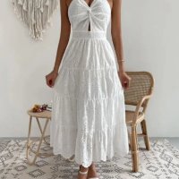 Бяла рокля дантела, Красива рокля дантела, Бяла памучна рокля, снимка 1 - Рокли - 44228449