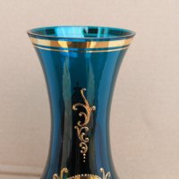 Ваза Бохемия синьо стъкло, снимка 7 - Други ценни предмети - 40566319