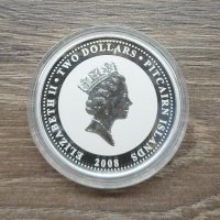 Сребро 1 OZ 2008 Мишка , снимка 2 - Нумизматика и бонистика - 42260351