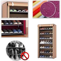 Текстилен шкаф за обувки в сиво и бежово - 7 редов, снимка 5 - Други - 41901215