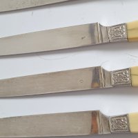 Стари сребърни ножове с кокалени дръжки, снимка 7 - Антикварни и старинни предмети - 41230136