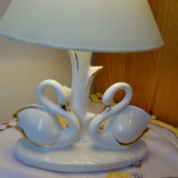 Ретро настолна лампа с порцеланови лебеди.     , снимка 13 - Настолни лампи - 42407248