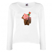 Дамска тениска Flower Pig майнкрафт Minecraft,Игра,Забавление,подарък,Изненада,Рожден Ден., снимка 4 - Тениски - 36520728