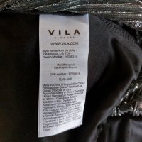 VILA - сребриста блуза с пайети, снимка 3 - Блузи с дълъг ръкав и пуловери - 39895936
