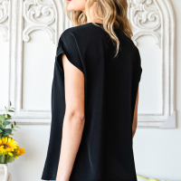 Дамска блуза в черно с къс ръкав и ефектна бродерия, снимка 4 - Други - 44741202
