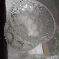 Стари стъкла за абажур полилей плафон лампа 3 бр., снимка 4 - Антикварни и старинни предмети - 40550046