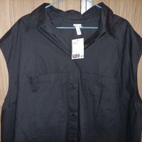 Нова, черна, памучна, макси, черна, асиметрична риза-рокля, снимка 3 - Рокли - 40538522