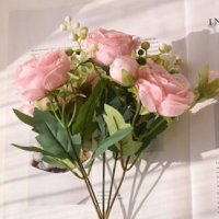 30 см розово копринено изкуствено цвете - божур, снимка 3 - Декорация за дома - 41115352