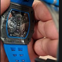 Мъжки луксозен часовник Richard Mille RM 53-01 Blue Rubber Strap Super High Quality , снимка 7 - Мъжки - 41568105