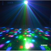 Мощна LED лазерна светкавица диско двойна пеперуда светлина мини дерби клубно парти led ефект DMX512, снимка 1 - Други - 41748943