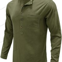 Мъжка едноцветна риза с дълъг ръкав Defender Performance Henley, 6цвята - 023, снимка 3 - Ризи - 40889959