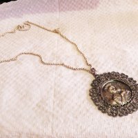 Възрожденска Сребърна икона, амулет, накит, медальон с Богородица, Дева Мария - Панагия 60 мм - Бого, снимка 2 - Антикварни и старинни предмети - 32350179