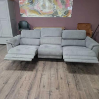 Сив диван от плат четворка с електрически релакс механизъм, снимка 6 - Дивани и мека мебел - 44701380