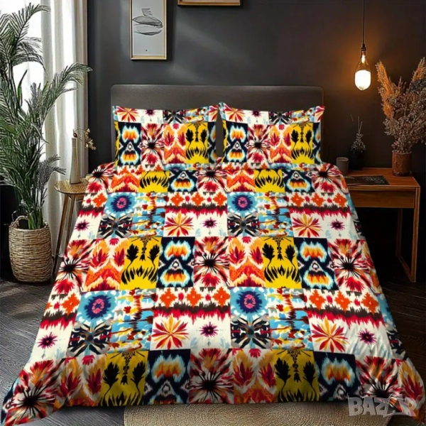 Нов 100% памук спален комплект плик и калъфка ( бохемски стил ), снимка 1